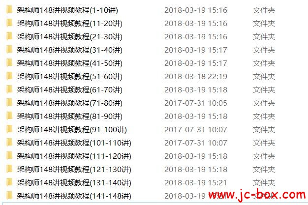 JAVA高级软件架构师实战培训课程(148讲)