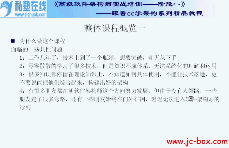 私塾在线java架构师148讲视频教程